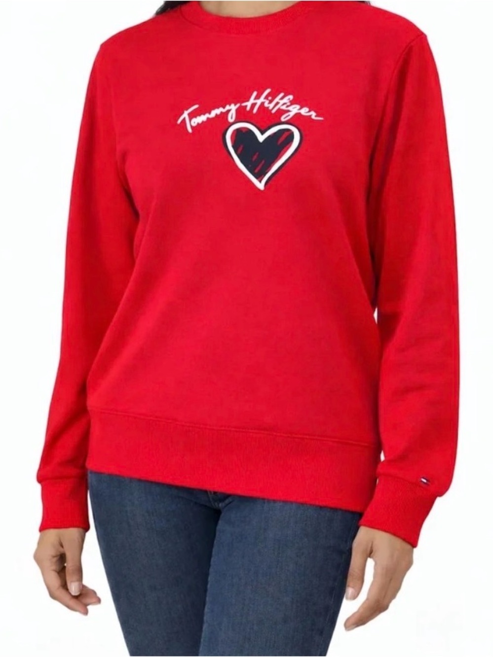 Tommy Hilfiger Bright Red Logo Crewneck Sweatshirt